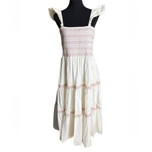 Madewell Lucie Smocked Tiered Dress MIDI